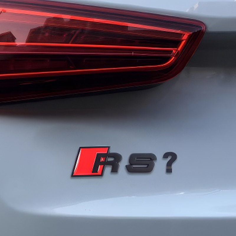 Asign Universal for Audi – S/RS Style "?" Emblem Sticker for Rear Trunk | Humorous Sport Badge