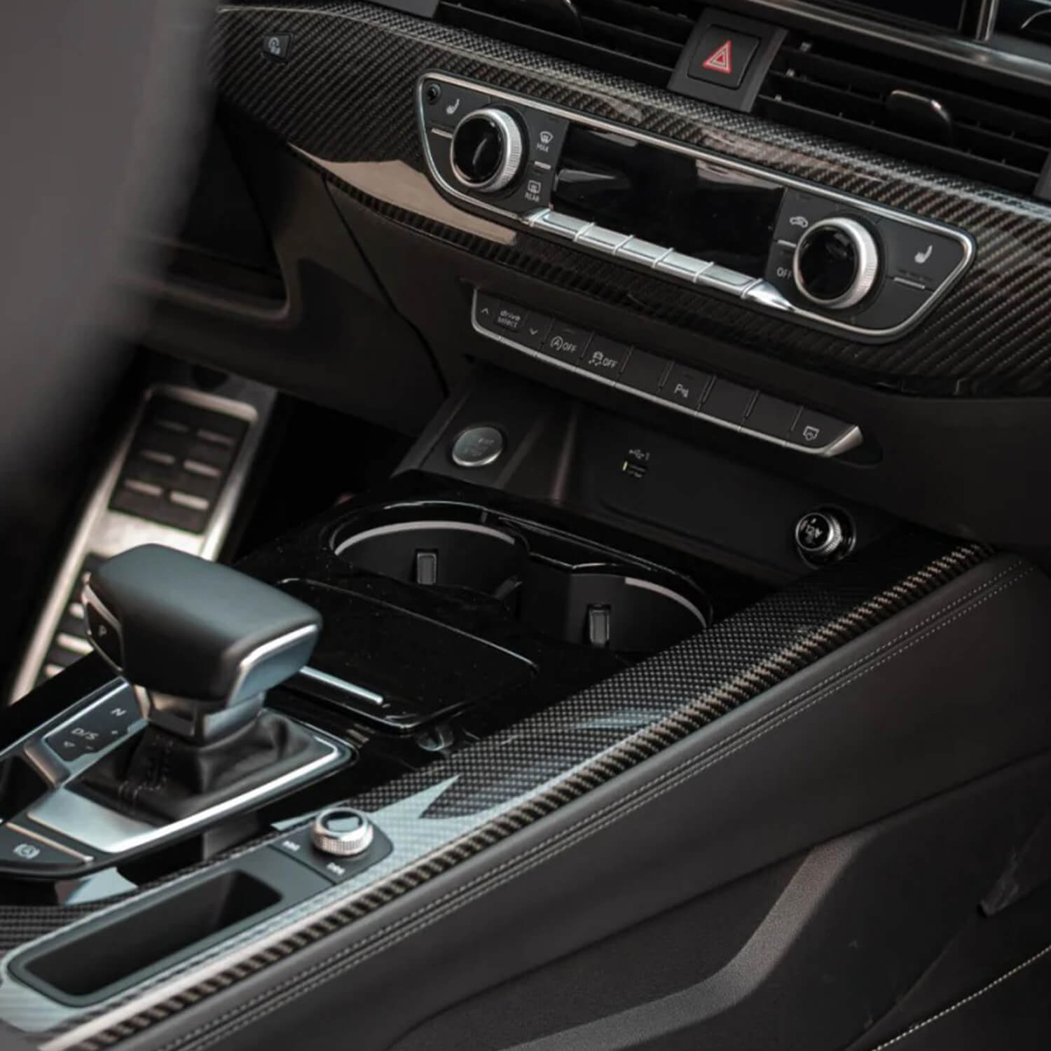 Audi B9.5 Carbon Fiber Interior Styling Kit: Gear Knob Trim, 7-Piece Dash Trims & Premium Alloy Key Cover