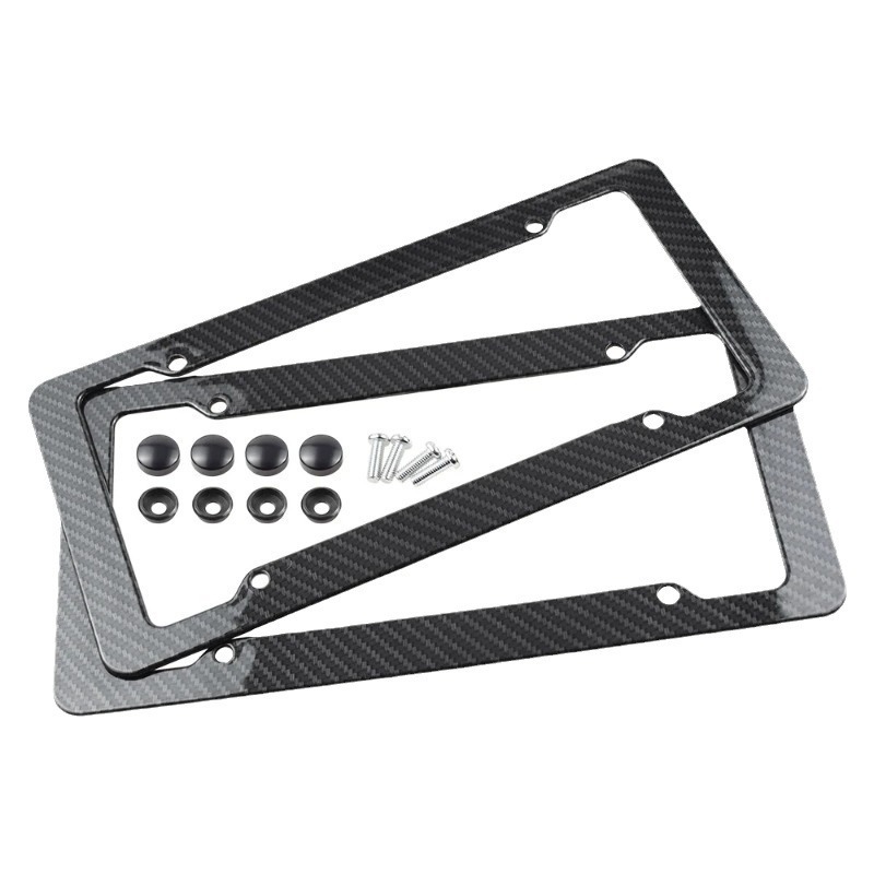 Asign Carbon Fiber License Plate Frame - Waterproof 4-Hole Universal Holder for Front & Rear Plates, Includes Fasteners and Screws