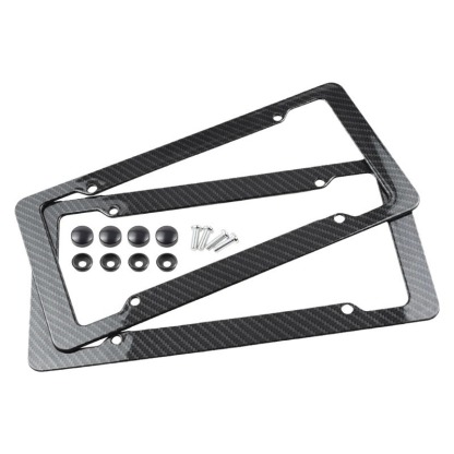 Asign Carbon Fiber License Plate Frame - Waterproof 4-Hole Universal Holder for Front & Rear Plates, Includes Fasteners and Screws