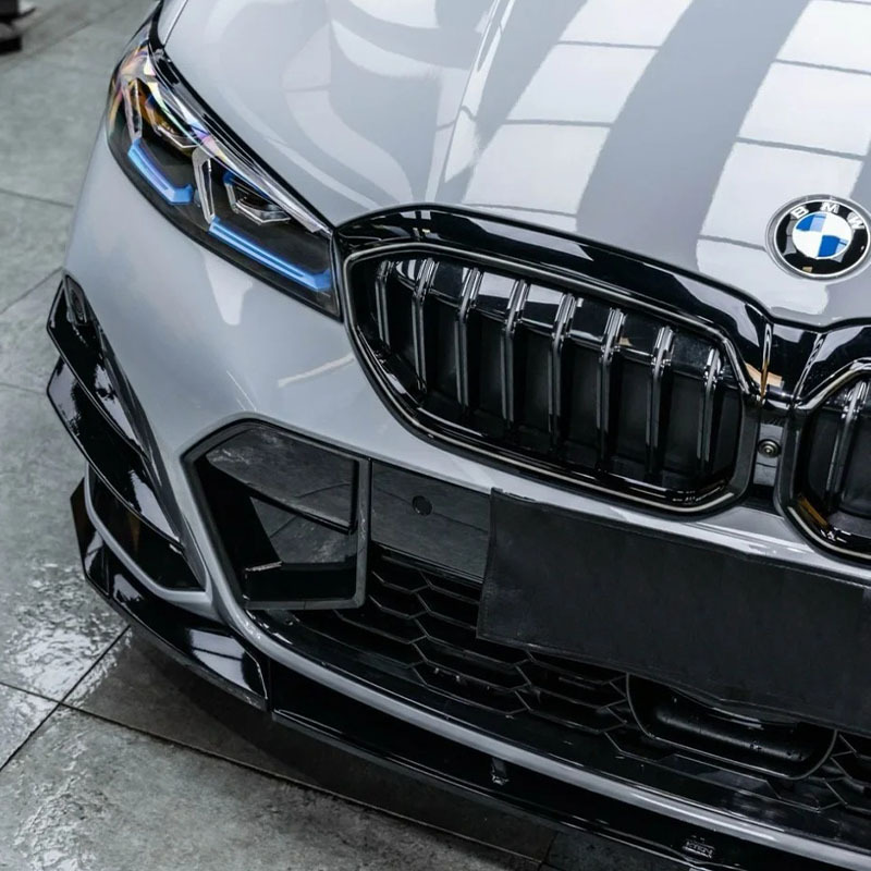 Asign Gloss Black/Carbon Fiber Pattern Front Bumper Canard Set For BMW 3 Series