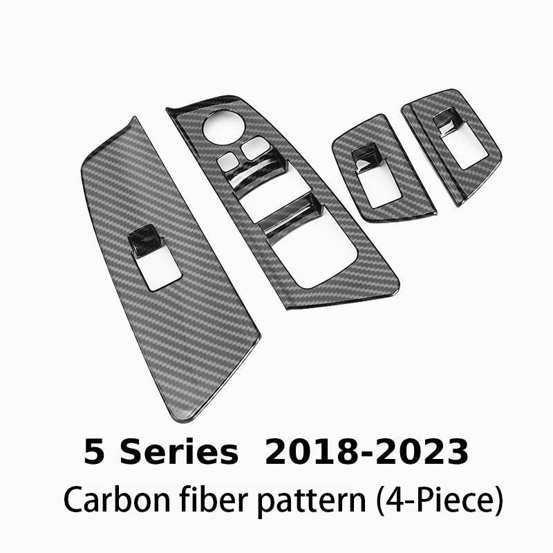 Asign Carbon Fiber Film & Stainless Steel Window Switch Frame Covers for BMW 3, 4, 5, 6, 7 Series, X1,X2, X3, X5 – 4PCS Interior Upgrade