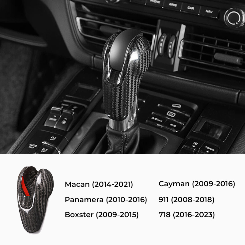 Asign Carbon Fiber Gear Shift Knob Cover for Porsche Macan/Cayenne/Panamera/911/718/Boxster/Cayman