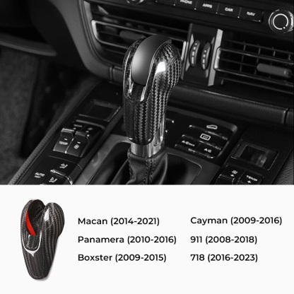 Asign Carbon Fiber Gear Shift Knob Cover for Porsche Macan/Cayenne/Panamera/911/718/Boxster/Cayman
