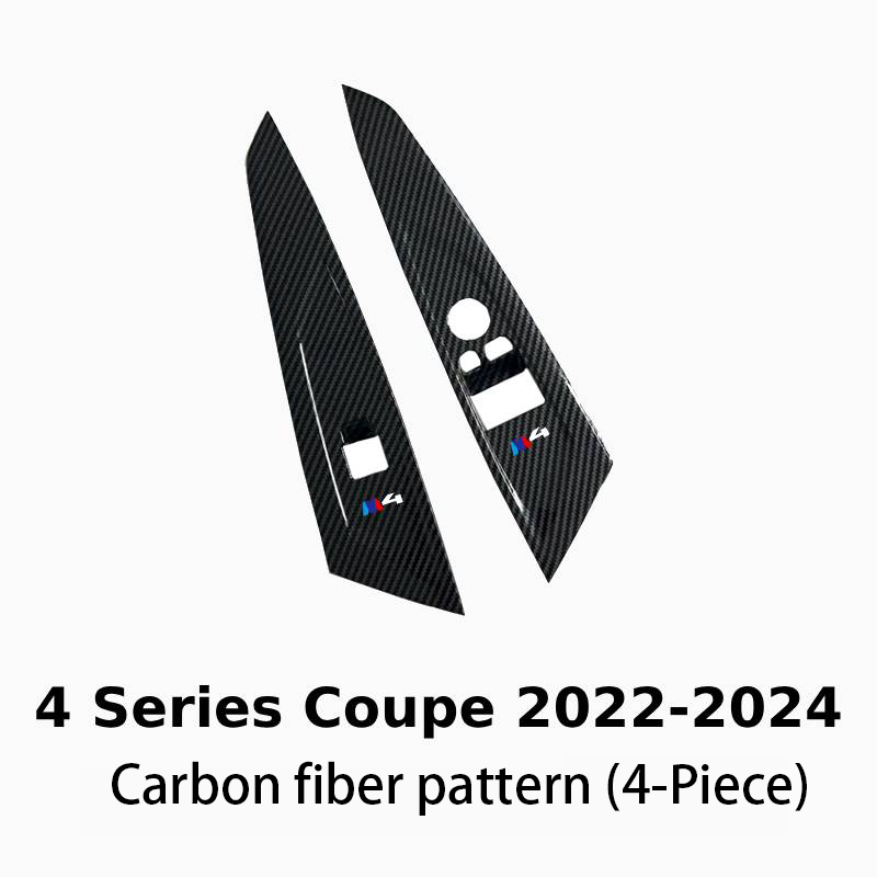 Asign Carbon Fiber Film & Stainless Steel Window Switch Frame Covers for BMW 3, 4, 5, 6, 7 Series, X1,X2, X3, X5 – 4PCS Interior Upgrade