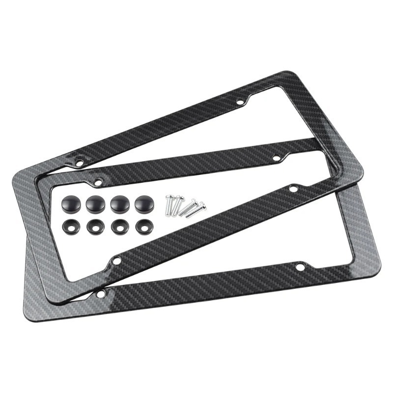 Asign Carbon Fiber License Plate Frame - Waterproof 4-Hole Universal Holder for Front & Rear Plates, Includes Fasteners and Screws
