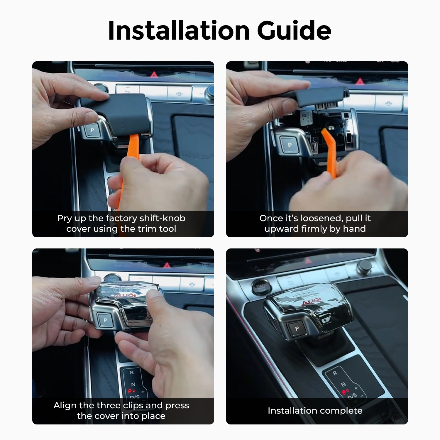 Asign Shift Knob Cover For Audi A6/S6/A7/A8/Q7/Q8, Premium Quality, Easy Install