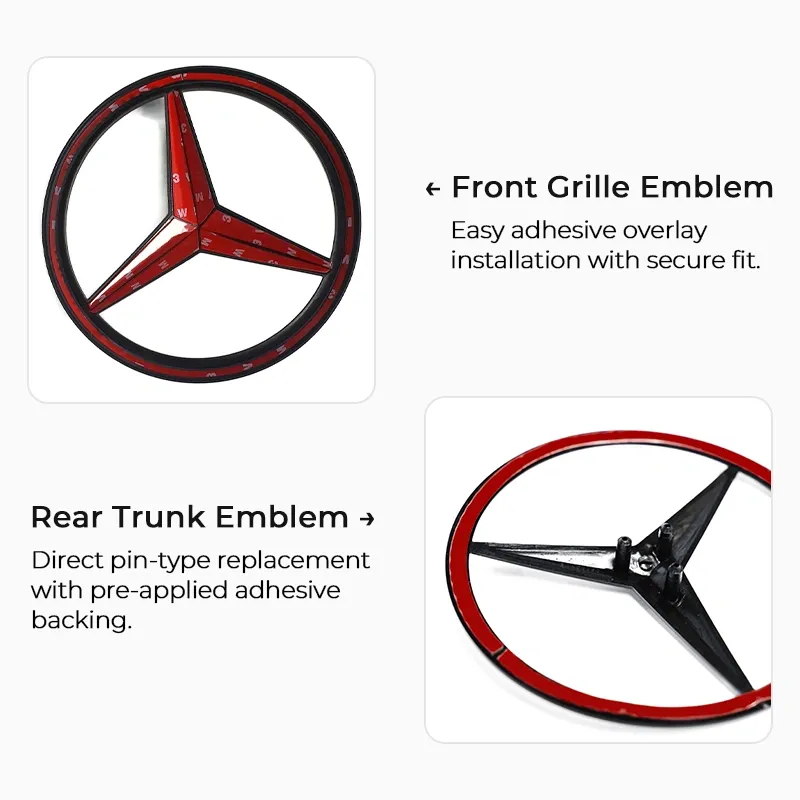 Asign Blackout Emblem for Mercedes-Benz – Front Grille & Trunk Badge