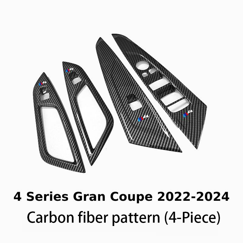 Asign Carbon Fiber Film & Stainless Steel Window Switch Frame Covers for BMW 3, 4, 5, 6, 7 Series, X1,X2, X3, X5 – 4PCS Interior Upgrade
