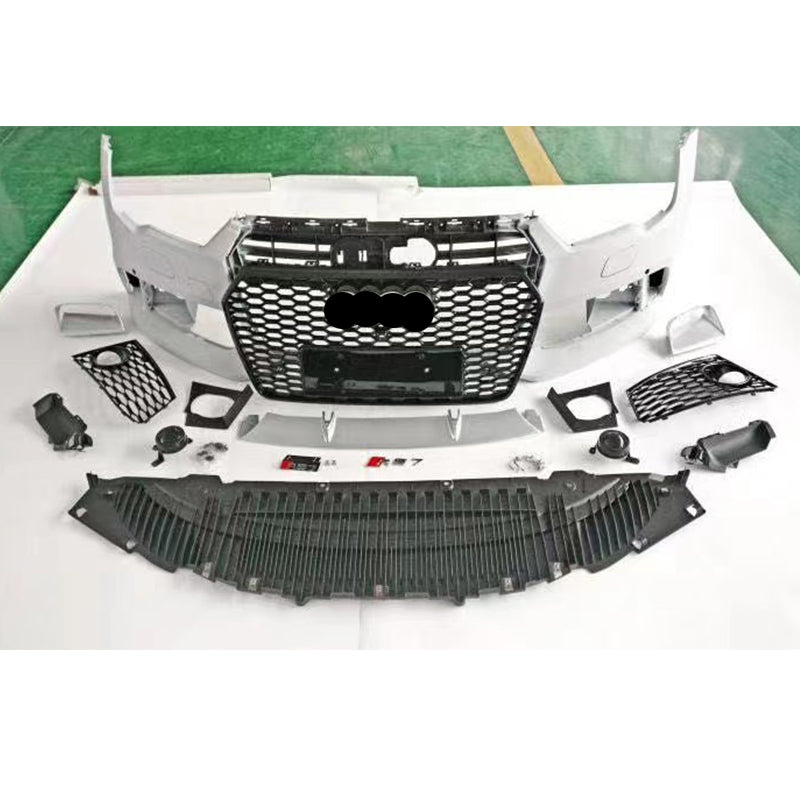 2016-2018 Audi RS7 Front Bumper For A7/S7 C7.5 Body Kits With Honeycomb Grille Fog Light Grille | RS7 Bumper