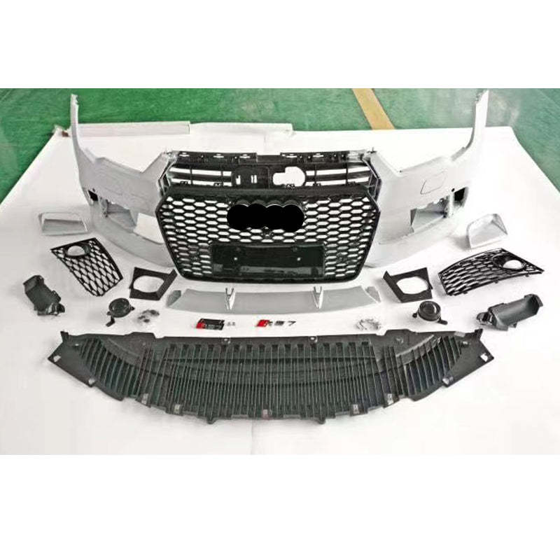2016-2018 Audi RS7 Front Bumper For A7/S7 C7.5 Body Kits With Honeycomb Grille Fog Light Grille | RS7 Bumper