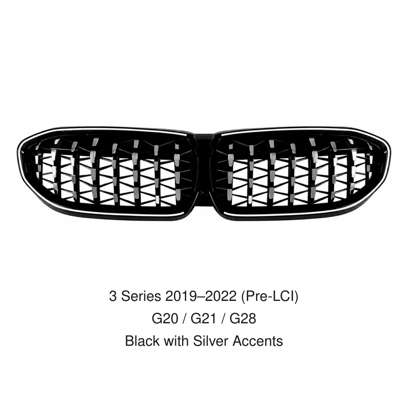 Asign Illuminated Diamond-Pattern Kidney Grille for BMW 3 Series G20 Sedan (2019–2022 Pre-LCI / 2023+ LCI)