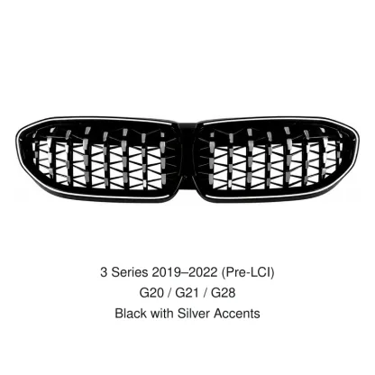 Asign Illuminated Diamond-Pattern Kidney Grille for BMW 3 Series G20 Sedan (2019–2022 Pre-LCI / 2023+ LCI)