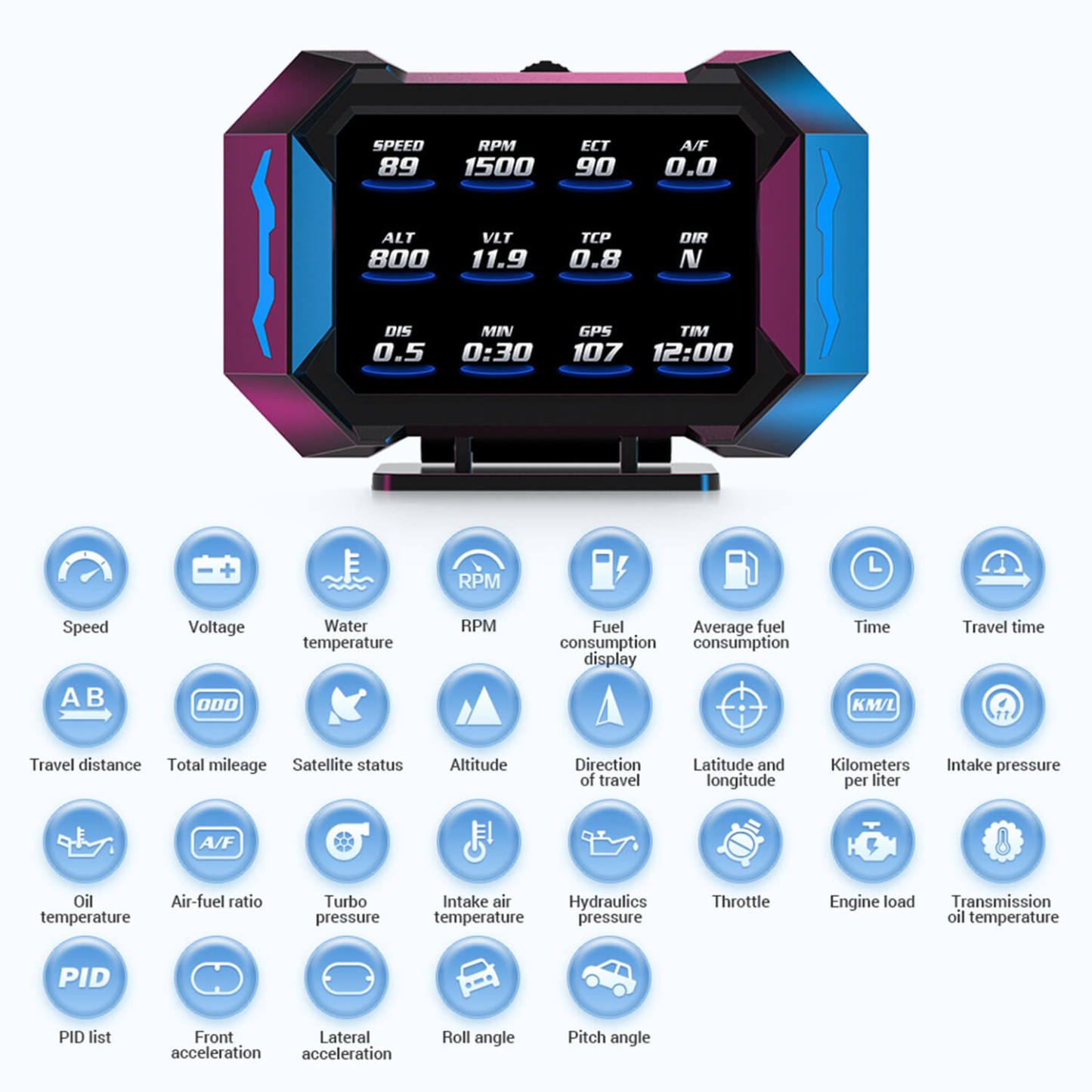 Asign P25 Smart HUD with OBD2+GPS, G-Meter & Inclinometer For All Car