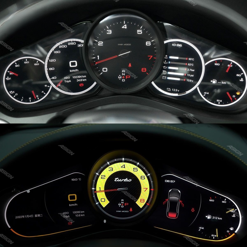 Asign - LCD Dashboard Panel Virtual Instrument Cluster LCD Speedometer for Porsche Cayenne 2010-2015 Car Odometer