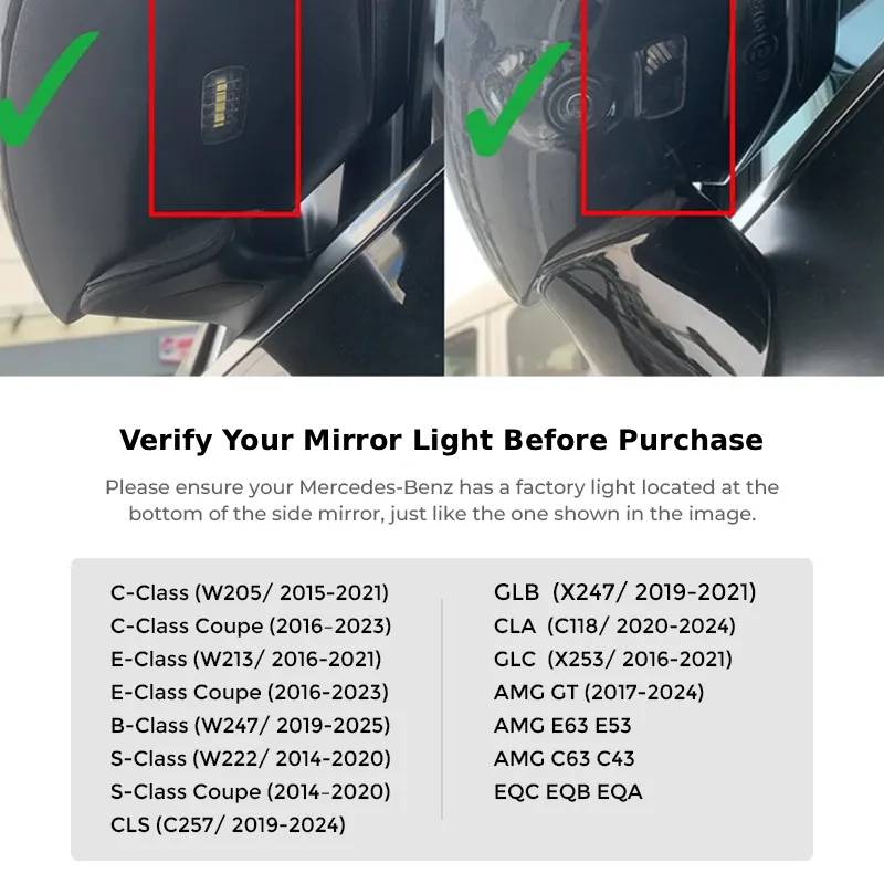 Asign LED Mirror Puddle Lights for Mercedes-Benz A-Class / B-Class / C-Class / E-Class / S-Class / GLB / CLC / EQC