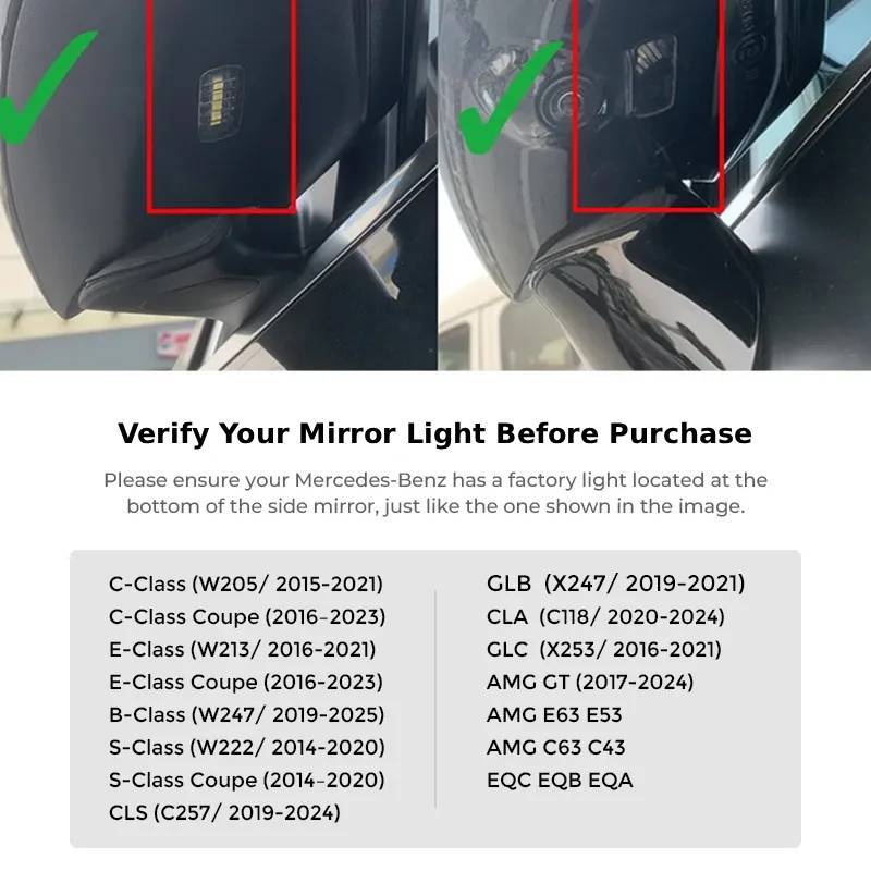 Asign LED Mirror Puddle Lights for Mercedes-Benz A-Class / B-Class / C-Class / E-Class / S-Class / GLB / CLC / EQC