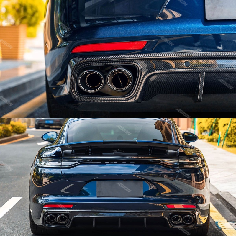 Asign — For Panamera 971 PINDUN Turbo S Bodykit Carbon Fiber Bodykit Rear Bumper Lip Diffuser for Porsche Panamera 971