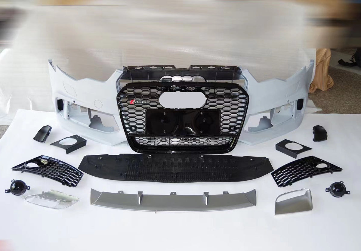 2012-2015 Audi RS6 Front Bumper For A6/S6 C7 Body Kits C7 To C7.5 Bumper With Honeycomb Grille Front Lip | RS6 Bumper