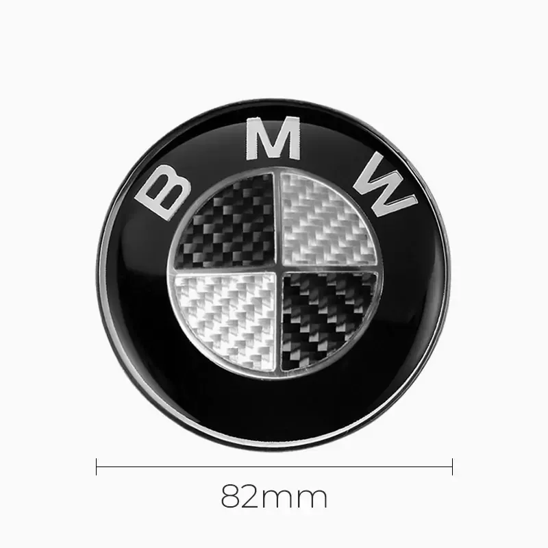 Asign BMW Car Emblem Front and Rear Modified 3D Black and White Carbon Fiber Hood Badge