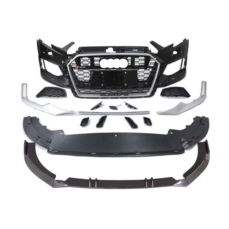 2017-2019 Audi RS3 Front Bumper For A3/S3 8V.5 Body Kits With ACC Honeycomb Grille Front Lip For | RS3 Bumper