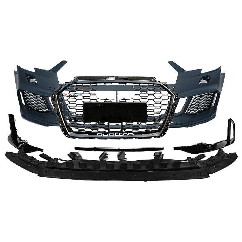 2017-2019 Audi RS3 Front Bumper For A3/S3 8V.5 Body Kits With ACC Honeycomb Grille Front Lip For | RS3 Bumper