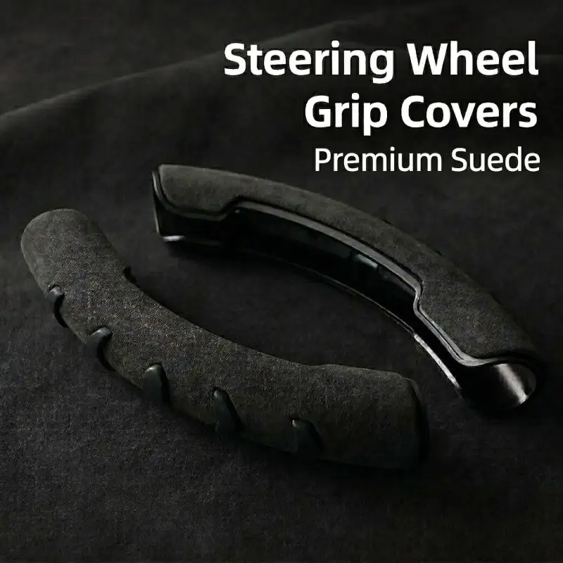 Asign Universal Non-Slip Microfiber Suede Steering Wheel Grip Covers (2-Piece Set, Multi-Color)