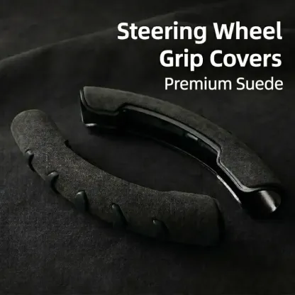 Asign Universal Non-Slip Microfiber Suede Steering Wheel Grip Covers (2-Piece Set, Multi-Color)