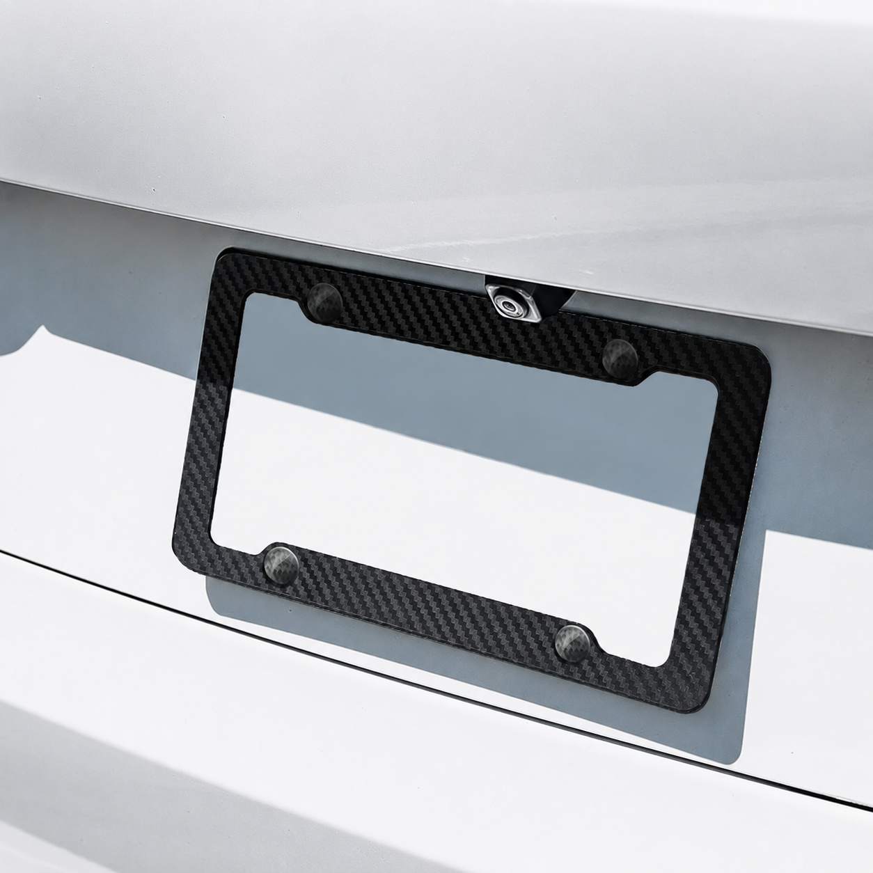 Asign Carbon Fiber Film License Plate Frame - Waterproof 4-Hole Universal Holder for Front & Rear Plates, Includes Fasteners and Screws