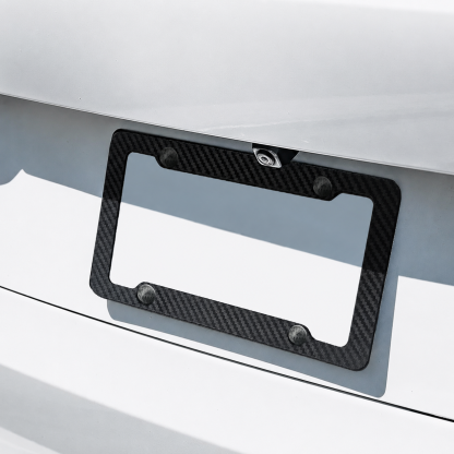 Asign Carbon Fiber Film License Plate Frame - Waterproof 4-Hole Universal Holder for Front & Rear Plates, Includes Fasteners and Screws