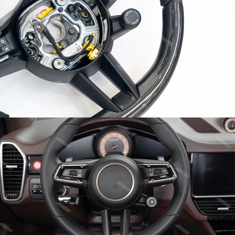 Asign - For Porsche Cayenne 2017-2023 9Y0 Panamera 971 Carbon Fiber Steering Wheel 971.2 976 9Y0.2 Condition Replacement Assembly