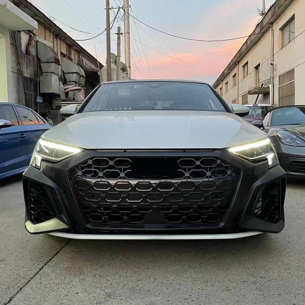 2020-2024 Audi RS3 Front Bumper For A3/S3 8Y Body Kits With ACC Fog Light Grille Honeycomb Grille Front Lip | RS3 Bumper