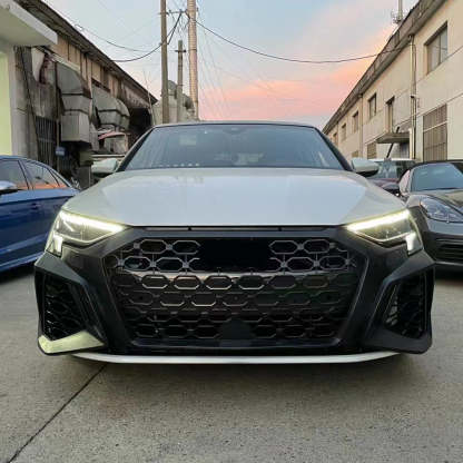 2020-2024 Audi RS3 Front Bumper For A3/S3 8Y Body Kits With ACC Fog Light Grille Honeycomb Grille Front Lip | RS3 Bumper