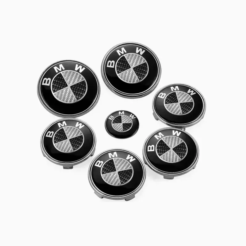 Asign BMW Car Emblem Front and Rear Modified 3D Black and White Carbon Fiber Hood Badge