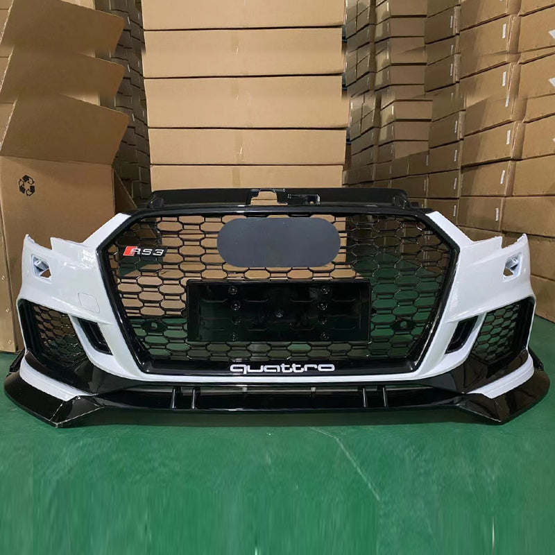 2017-2019 Audi RS3 Front Bumper For A3/S3 8V.5 Body Kits With ACC Honeycomb Grille Front Lip For | RS3 Bumper