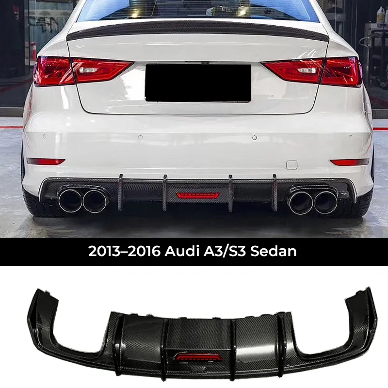 Asign Genuine Carbon Fiber Replacement Rear Diffuser / Rear Lip for Audi A3 / S3 (8V | Sedan & Sportback) 2013-2020