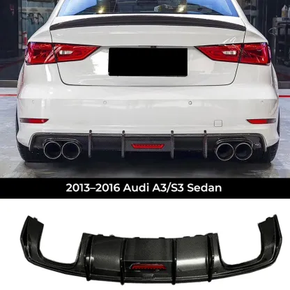 Asign Genuine Carbon Fiber Replacement Rear Diffuser / Rear Lip for Audi A3 / S3 (8V | Sedan & Sportback) 2013-2020