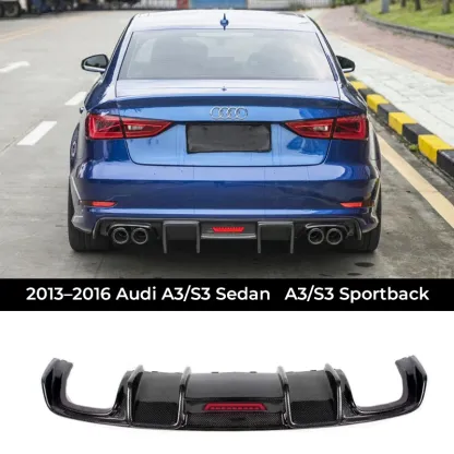 Asign Genuine Carbon Fiber Replacement Rear Diffuser / Rear Lip for Audi A3 / S3 (8V | Sedan & Sportback) 2013-2020