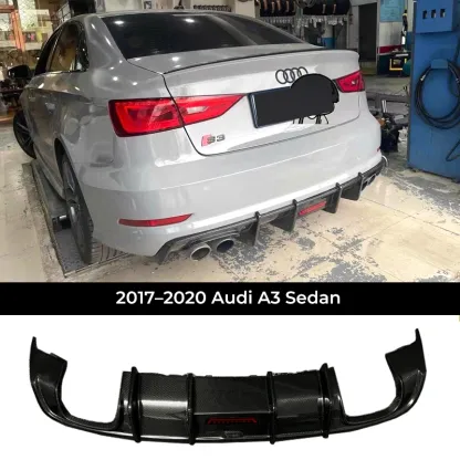 Asign Genuine Carbon Fiber Replacement Rear Diffuser / Rear Lip for Audi A3 / S3 (8V | Sedan & Sportback) 2013-2020