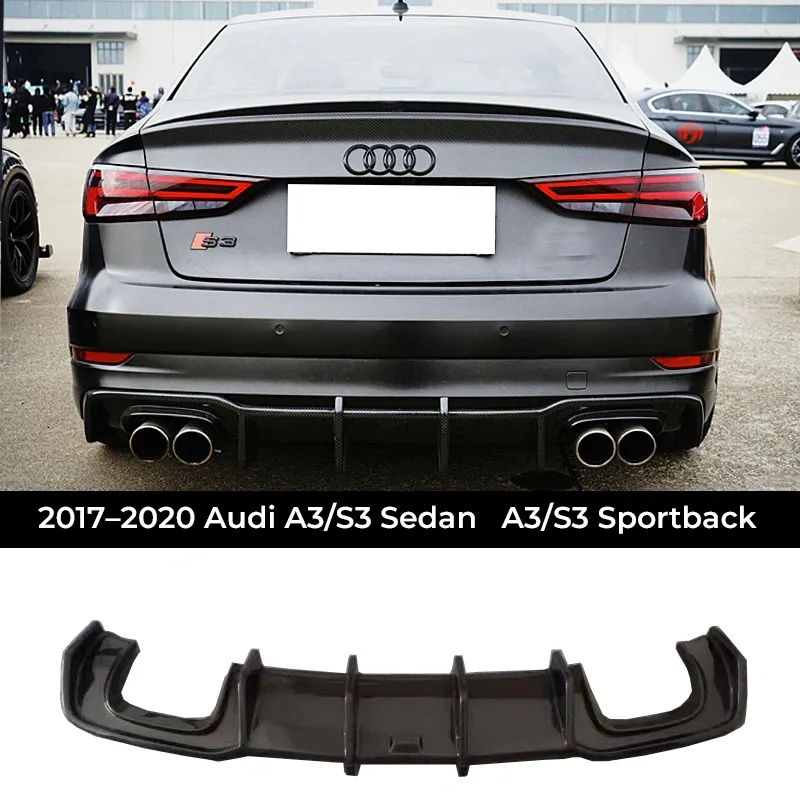 Asign Genuine Carbon Fiber Replacement Rear Diffuser / Rear Lip for Audi A3 / S3 (8V | Sedan & Sportback) 2013-2020