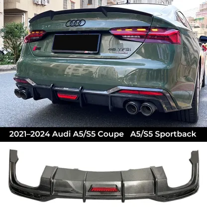 Asign Genuine Carbon Fiber Replacement Rear Diffuser / Rear Lip for Audi A5 / S5 (Coupe & Sportback) 2008-2024