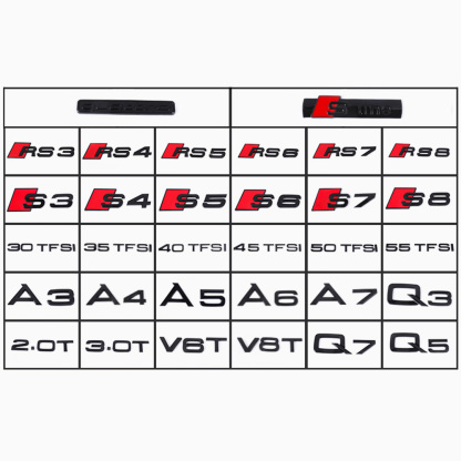 Asign Audi Blackout Rear Emblem Replacement Black Audi Lettering Badge For All Models - A4 A5 S4 S5 Q3 Q5 Q7 RS7