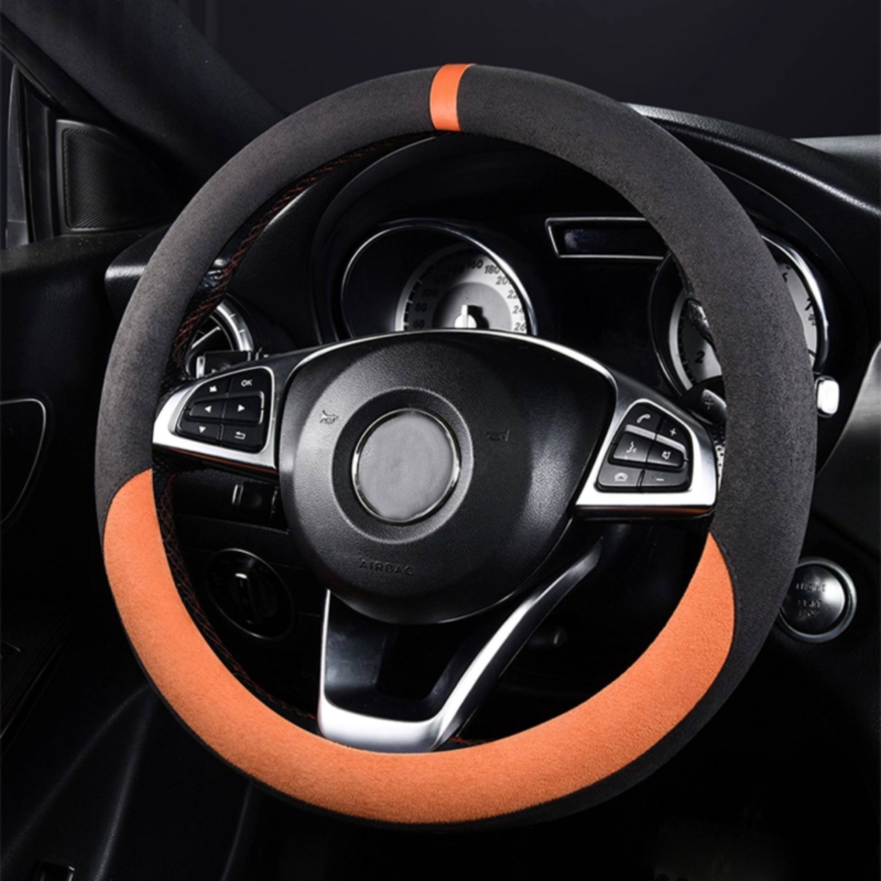 Asign Ultra-Thin Alcantara Steering Wheel Cover – Universal Fit for All Vehicles, Non-Slip, Sweat-Absorbing, All-Season Comfort