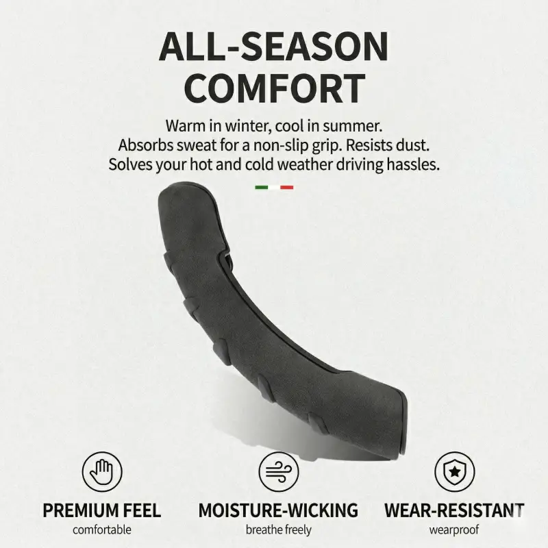 Asign Universal Non-Slip Microfiber Suede Steering Wheel Grip Covers (2-Piece Set, Multi-Color)