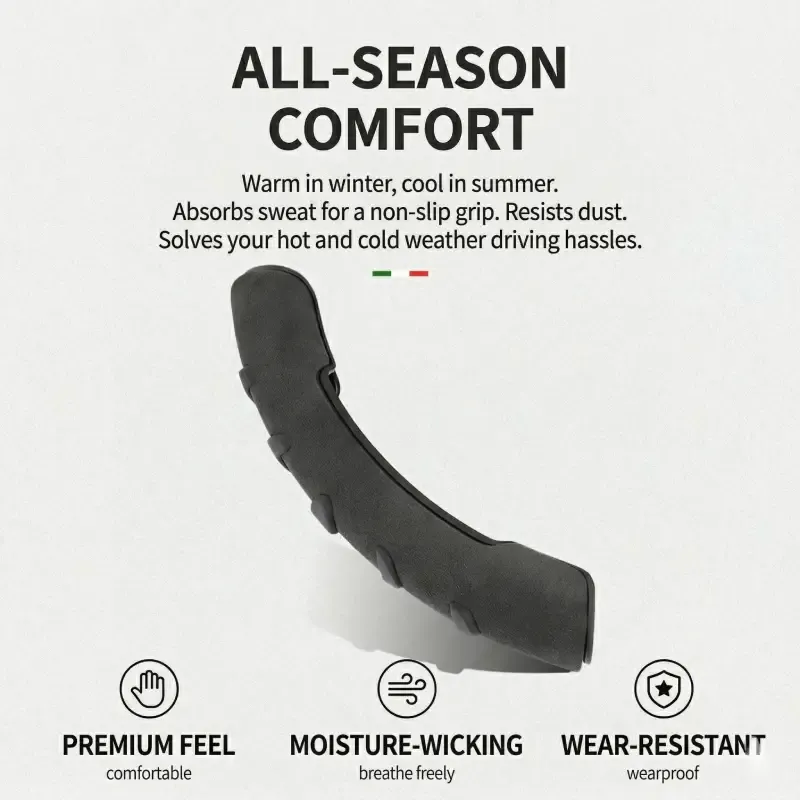 Asign Universal Non-Slip Microfiber Suede Steering Wheel Grip Covers (2-Piece Set, Multi-Color)