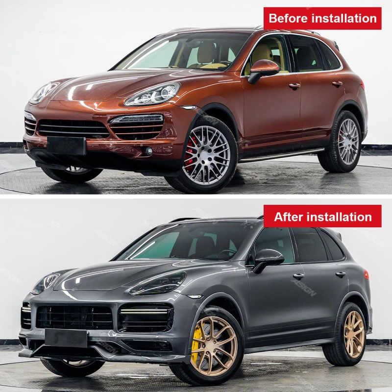 Asign - High Quality 11-14 Cayenne Car Bumper Kit Old to New 9Y0.1 SD Bar with Light+TKT Front Bar and 958.2 Rear Kit