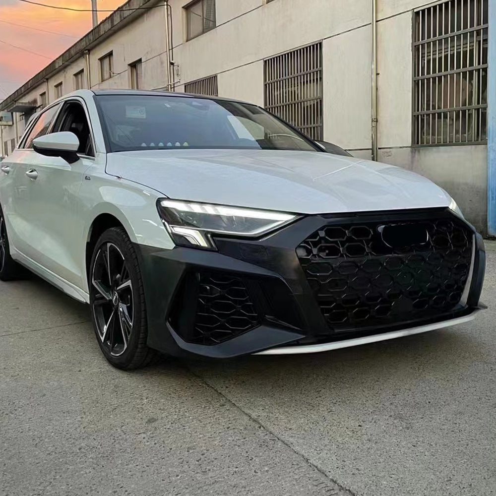 2020-2024 Audi RS3 Front Bumper For A3/S3 8Y Body Kits With ACC Fog Light Grille Honeycomb Grille Front Lip | RS3 Bumper