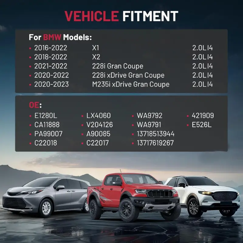 Asign CA11888 Engine Air Filter For BMW X1 X2 228i M235i Gran Coupe 2.0L