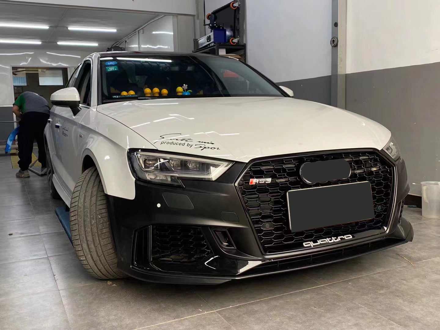2017-2019 Audi RS3 Front Bumper For A3/S3 8V.5 Body Kits With ACC Honeycomb Grille Front Lip For | RS3 Bumper