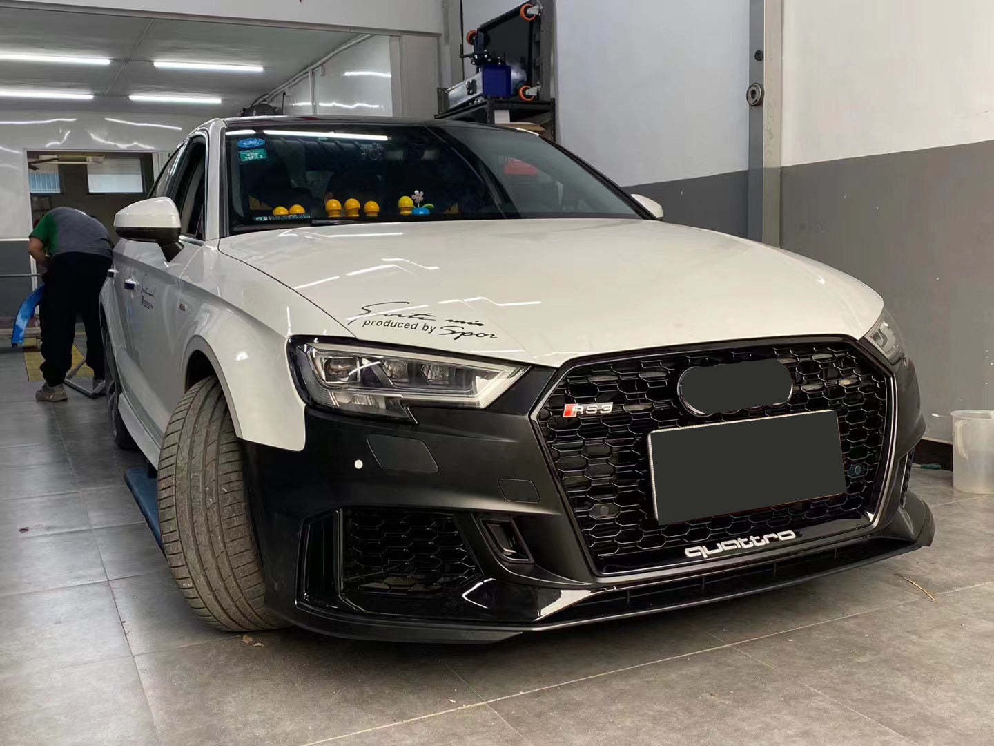 2017-2019 Audi RS3 Front Bumper For A3/S3 8V.5 Body Kits With ACC Honeycomb Grille Front Lip For | RS3 Bumper